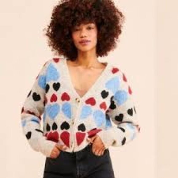 Free the Roses Women's Heart Cardigan M - Picture 1 of 10